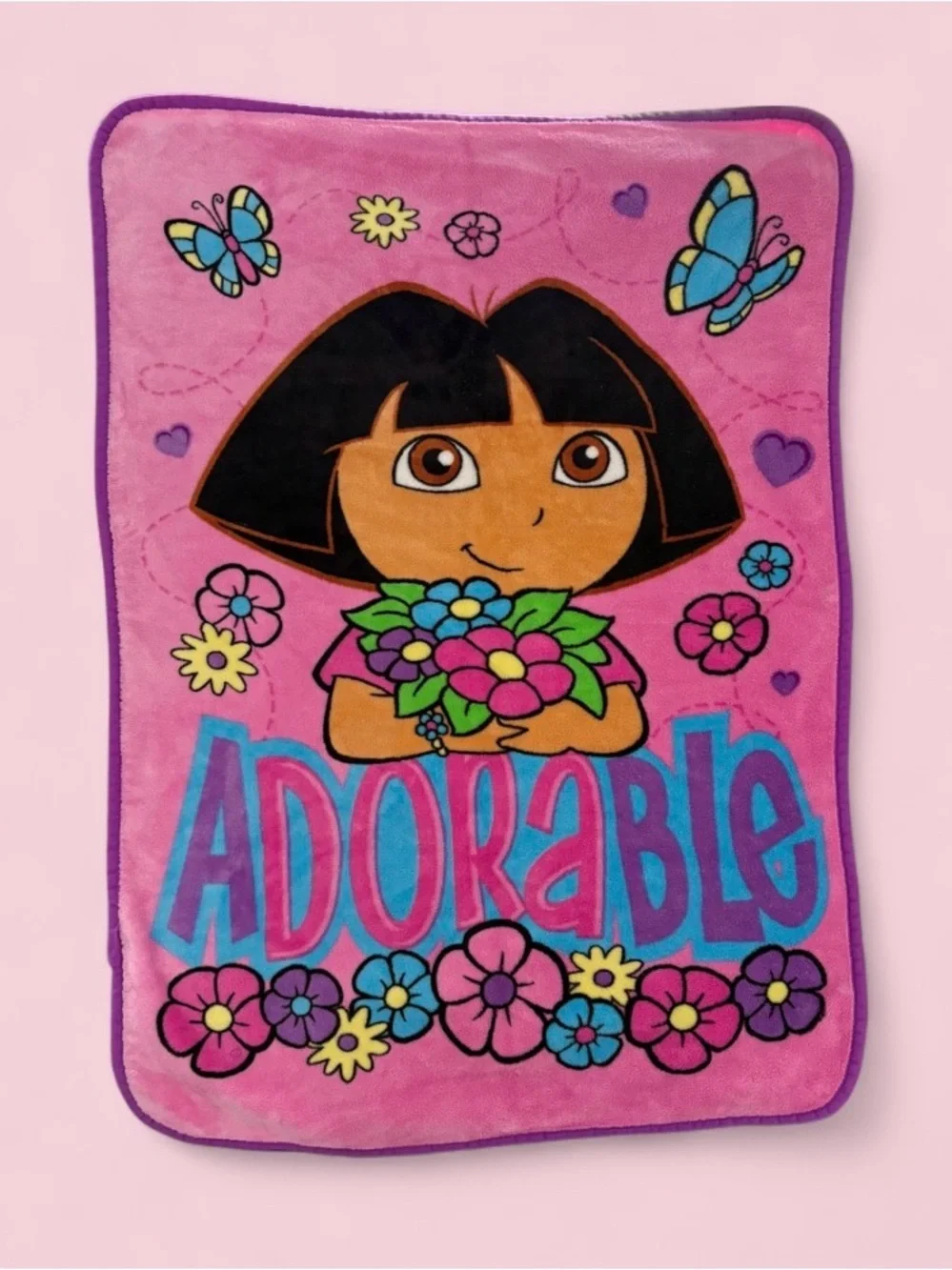 Vintage 2006 Dora the Explorer Blanket Y2K Nickelodeon 31.5” x 40.5”